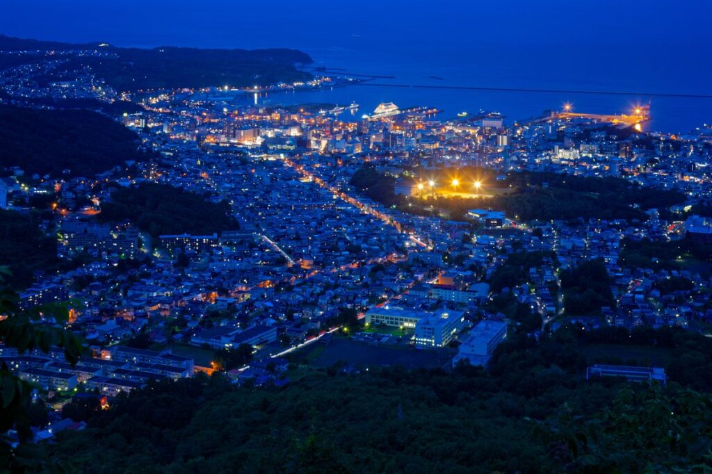 小樽市街地のパノラマ夜景