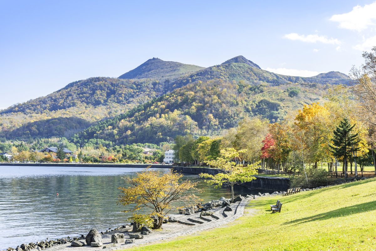 湖畔から見た洞爺湖と有珠山