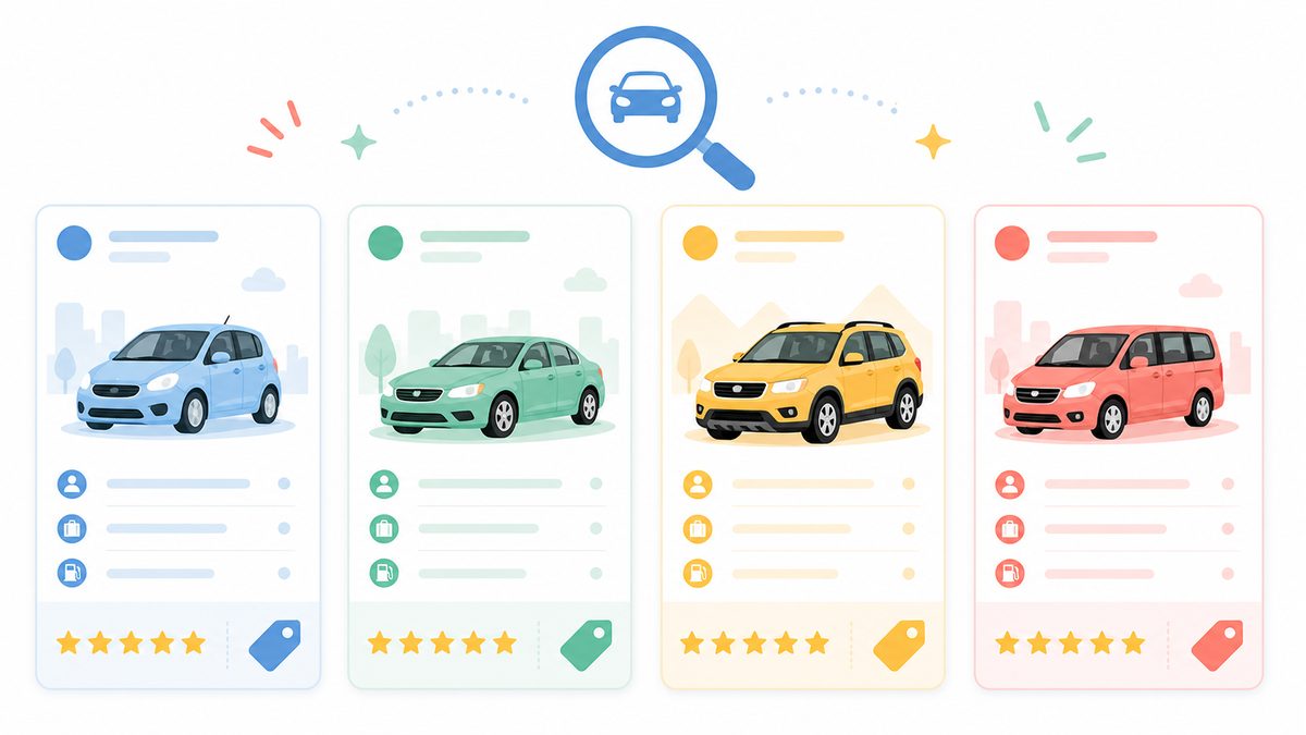レンタカー予約サイト4社の比較イメージ