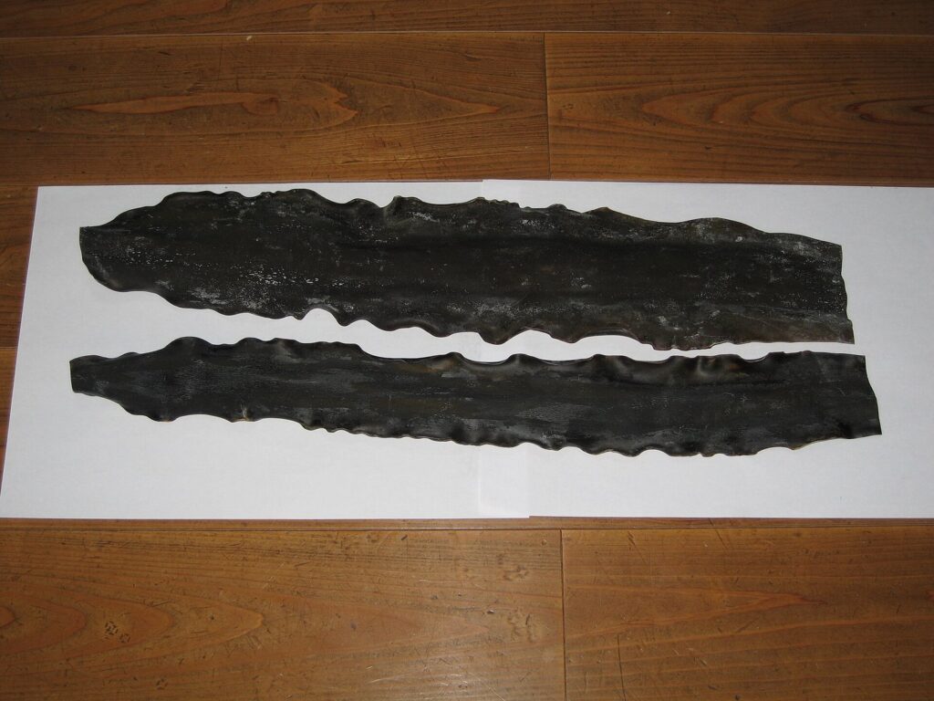 乾燥させた板状の利尻昆布2枚